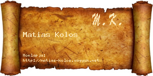 Matias Kolos névjegykártya